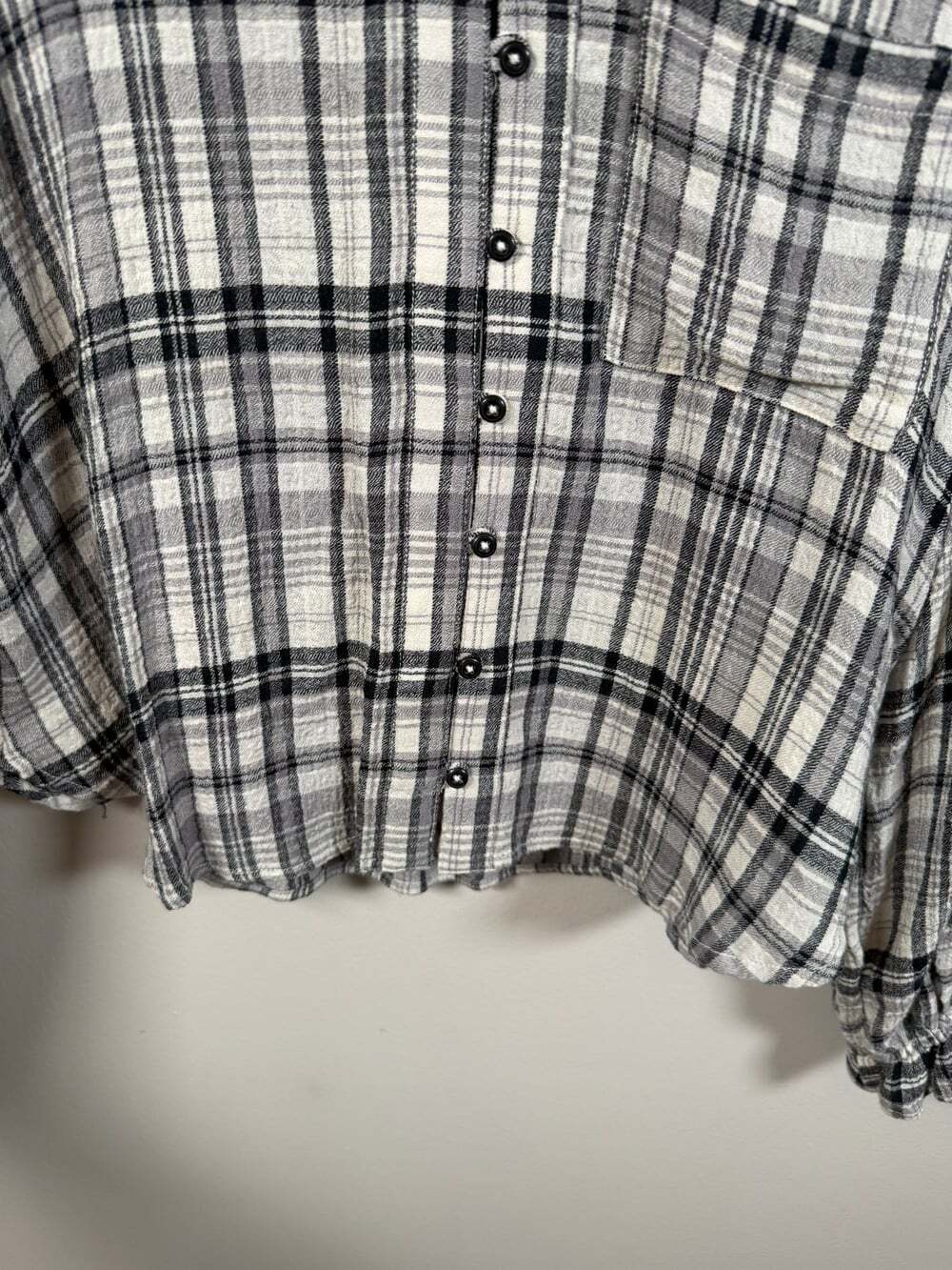 Pilcro Anthropologie Keira Top Size Small Black Ivory Plaid Peter Pan Collar - Picture 9 of 12